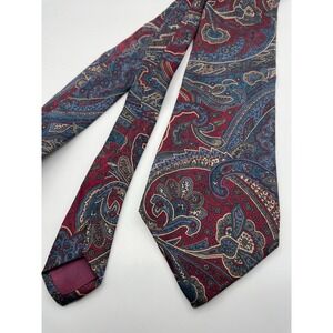 Bugatti Mens Silk Tie Burgundy Blue Gold Paisley Floral Classic Formal Necktie
